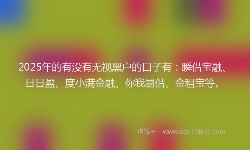 2025年的有没有无视黑户的口子有：瞬借宝融、日日盈、度小满金融、你我易借、金租宝等。
