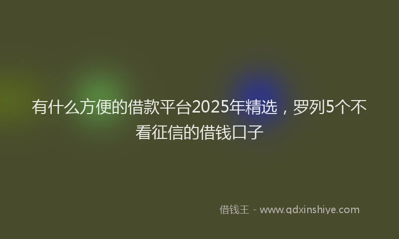 有什么方便的借款平台2025年精选，罗列5个不看征信的借钱口子