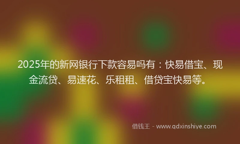 2025年的新网银行下款容易吗有：快易借宝、现金流贷、易速花、乐租租、借贷宝快易等。