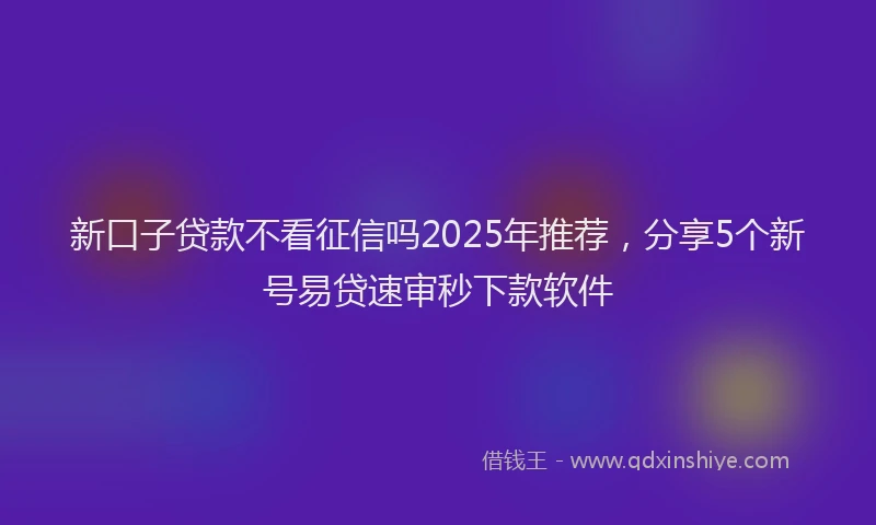 新口子贷款不看征信吗2025年推荐，分享5个新号易贷速审秒下款软件