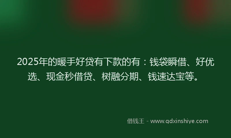2025年的暖手好贷有下款的有：钱袋瞬借、好优选、现金秒借贷、树融分期、钱速达宝等。