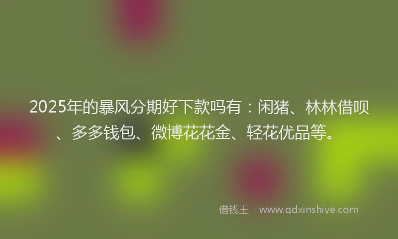 2025年的暴风分期好下款吗有：闲猪、林林借呗、多多钱包、微博花花金、轻花优品等。