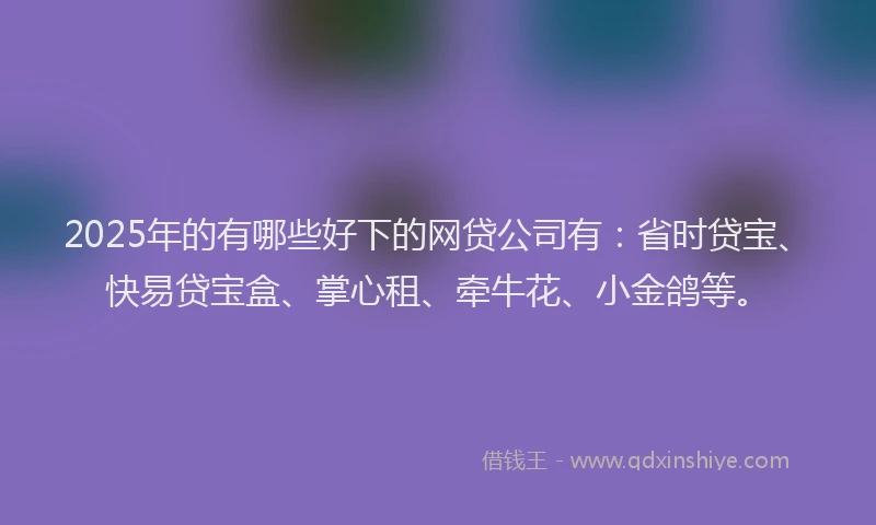 2025年的有哪些好下的网贷公司有：省时贷宝、快易贷宝盒、掌心租、牵牛花、小金鸽等。