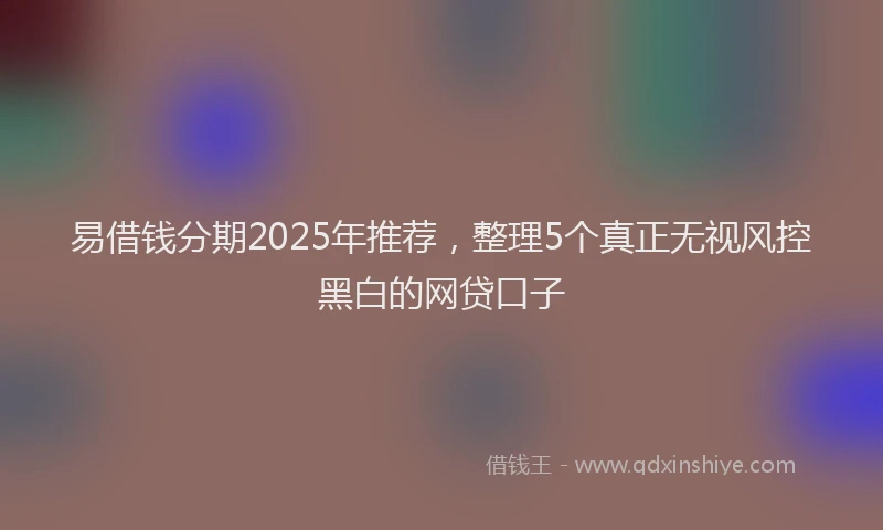 易借钱分期2025年推荐，整理5个真正无视风控黑白的网贷口子