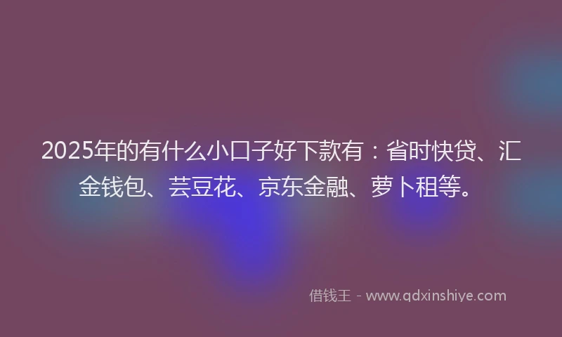 2025年的有什么小口子好下款有：省时快贷、汇金钱包、芸豆花、京东金融、萝卜租等。