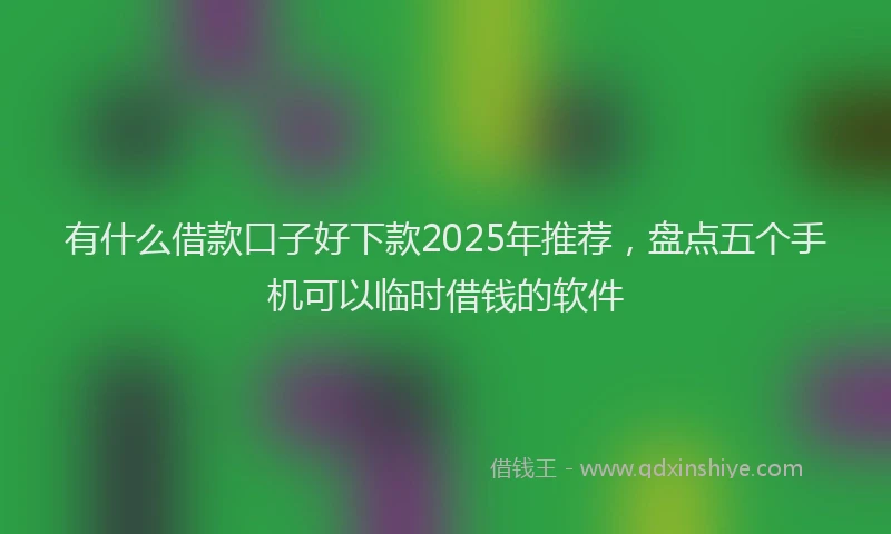 有什么借款口子好下款2025年推荐，盘点五个手机可以临时借钱的软件