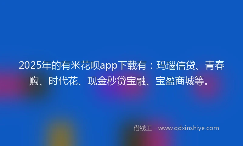 2025年的有米花呗app下载有：玛瑙信贷、青春购、时代花、现金秒贷宝融、宝盈商城等。