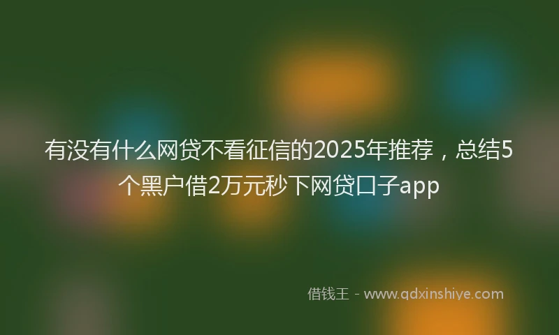 有没有什么网贷不看征信的2025年推荐，总结5个黑户借2万元秒下网贷口子app
