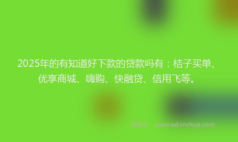2025年的有知道好下款的贷款吗有：桔子买单、优享商城、嗨购、快融贷、信用飞等。