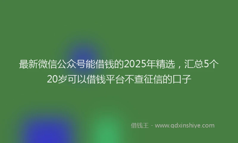 最新微信公众号能借钱的2025年精选，汇总5个20岁可以借钱平台不查征信的口子