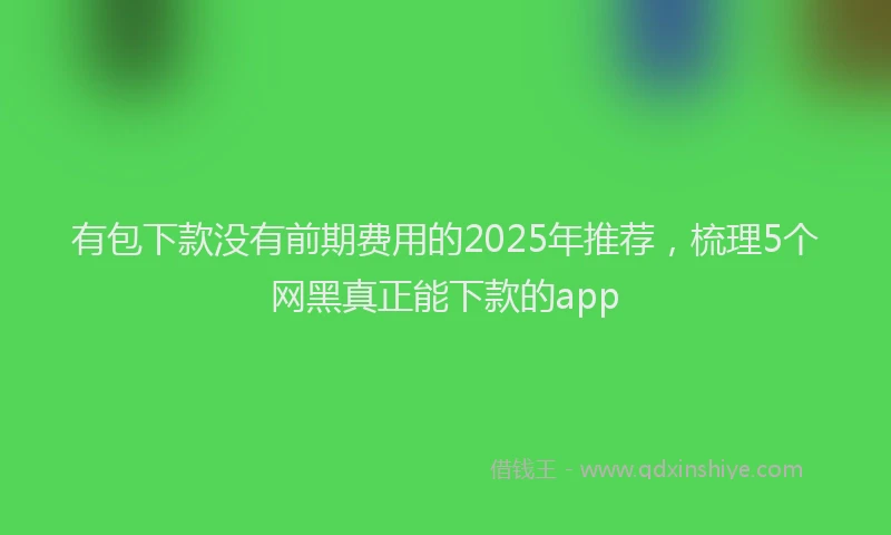 有包下款没有前期费用的2025年推荐，梳理5个网黑真正能下款的app