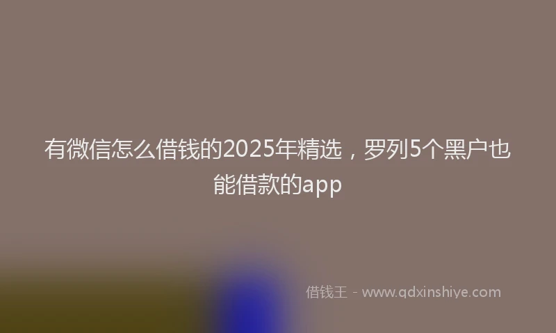 有微信怎么借钱的2025年精选，罗列5个黑户也能借款的app