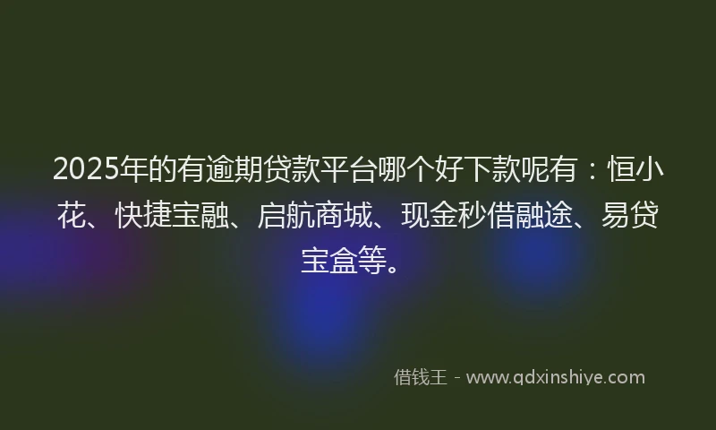 2025年的有逾期贷款平台哪个好下款呢有：恒小花、快捷宝融、启航商城、现金秒借融途、易贷宝盒等。