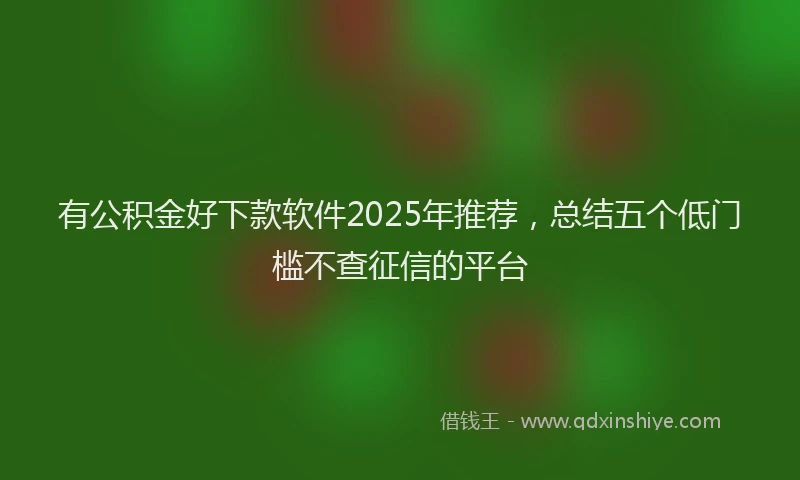 有公积金好下款软件2025年推荐，总结五个低门槛不查征信的平台