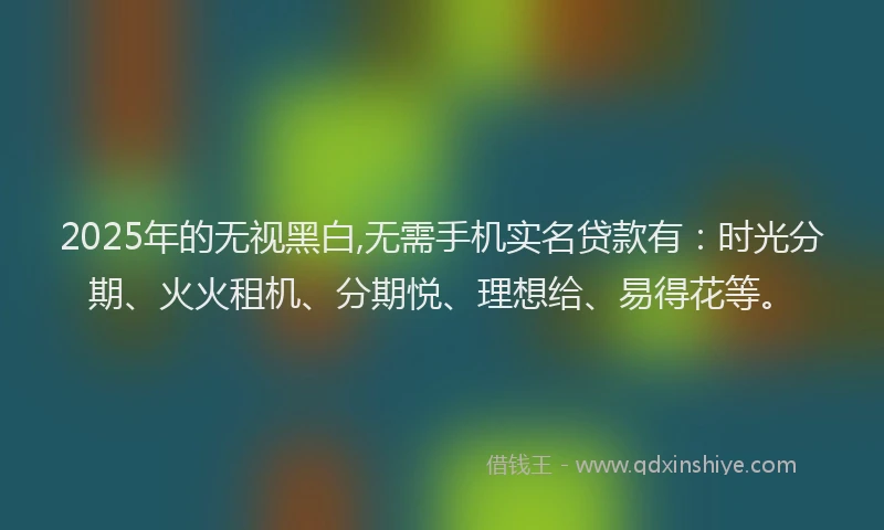 2025年的无视黑白,无需手机实名贷款有：时光分期、火火租机、分期悦、理想给、易得花等。
