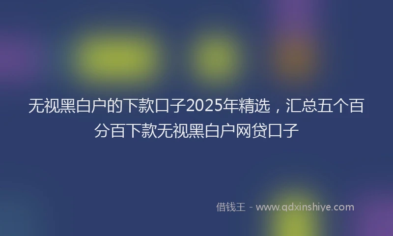 无视黑白户的下款口子2025年精选，汇总五个百分百下款无视黑白户网贷口子