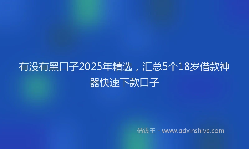 有没有黑口子2025年精选，汇总5个18岁借款神器快速下款口子