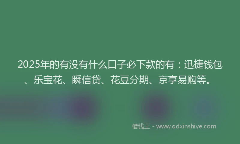 2025年的有没有什么口子必下款的有：迅捷钱包、乐宝花、瞬信贷、花豆分期、京享易购等。