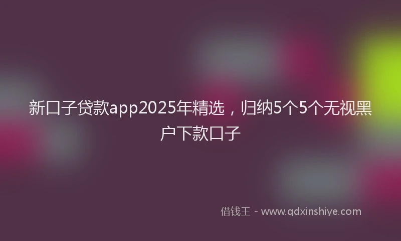新口子贷款app2025年精选，归纳5个5个无视黑户下款口子