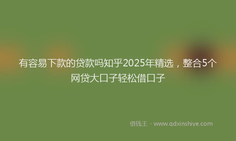 有容易下款的贷款吗知乎2025年精选，整合5个网贷大口子轻松借口子