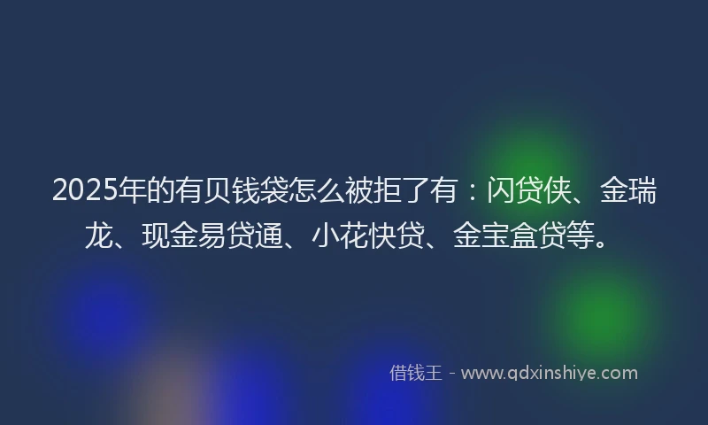 2025年的有贝钱袋怎么被拒了有：闪贷侠、金瑞龙、现金易贷通、小花快贷、金宝盒贷等。