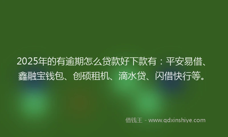 2025年的有逾期怎么贷款好下款有：平安易借、鑫融宝钱包、创硕租机、滴水贷、闪借快行等。