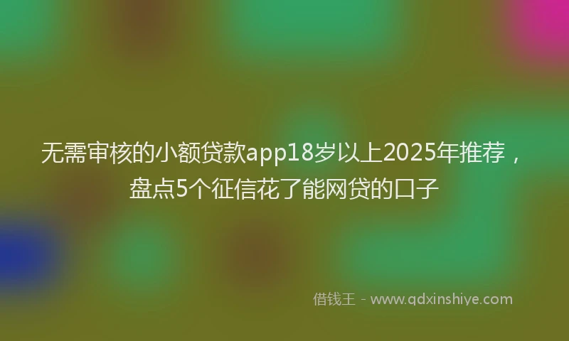 无需审核的小额贷款app18岁以上2025年推荐，盘点5个征信花了能网贷的口子