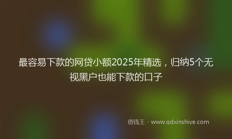 最容易下款的网贷小额2025年精选，归纳5个无视黑户也能下款的口子