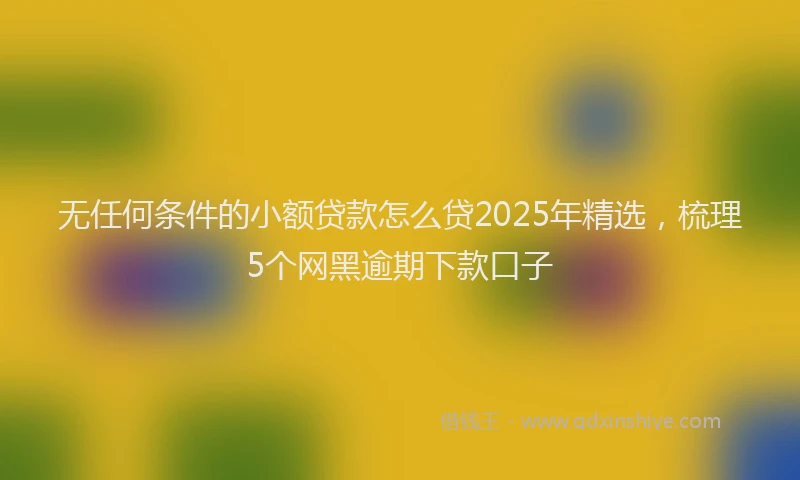 无任何条件的小额贷款怎么贷2025年精选，梳理5个网黑逾期下款口子