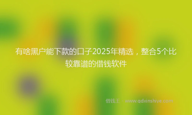 有啥黑户能下款的口子2025年精选，整合5个比较靠谱的借钱软件
