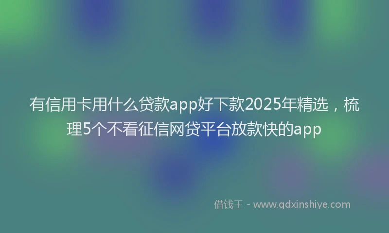 有信用卡用什么贷款app好下款2025年精选，梳理5个不看征信网贷平台放款快的app