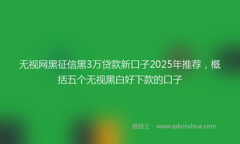 无视网黑征信黑3万贷款新口子2025年推荐，概括五个无视黑白好下款的口子