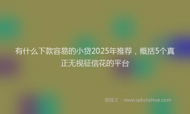 有什么下款容易的小贷2025年推荐，概括5个真正无视征信花的平台