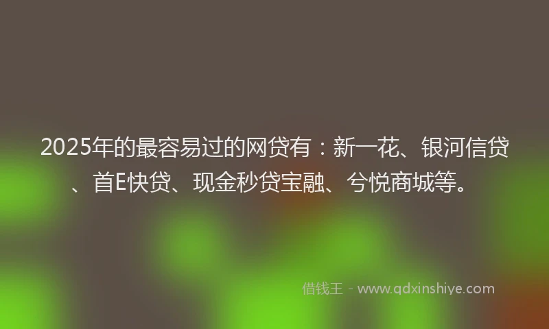 2025年的最容易过的网贷有：新一花、银河信贷、首E快贷、现金秒贷宝融、兮悦商城等。