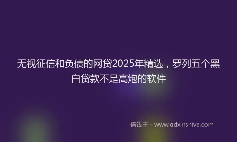 无视征信和负债的网贷2025年精选，罗列五个黑白贷款不是高炮的软件
