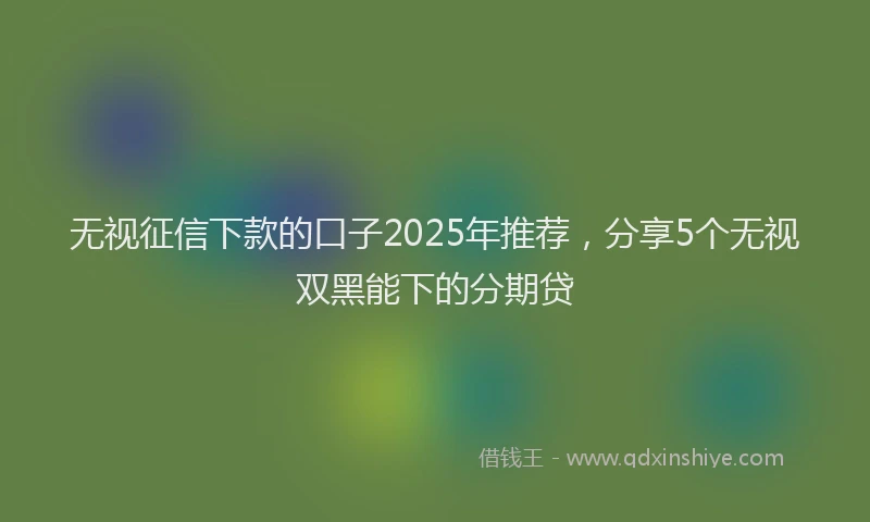 无视征信下款的口子2025年推荐，分享5个无视双黑能下的分期贷