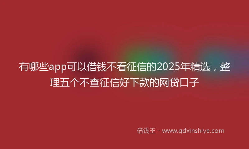 有哪些app可以借钱不看征信的2025年精选，整理五个不查征信好下款的网贷口子