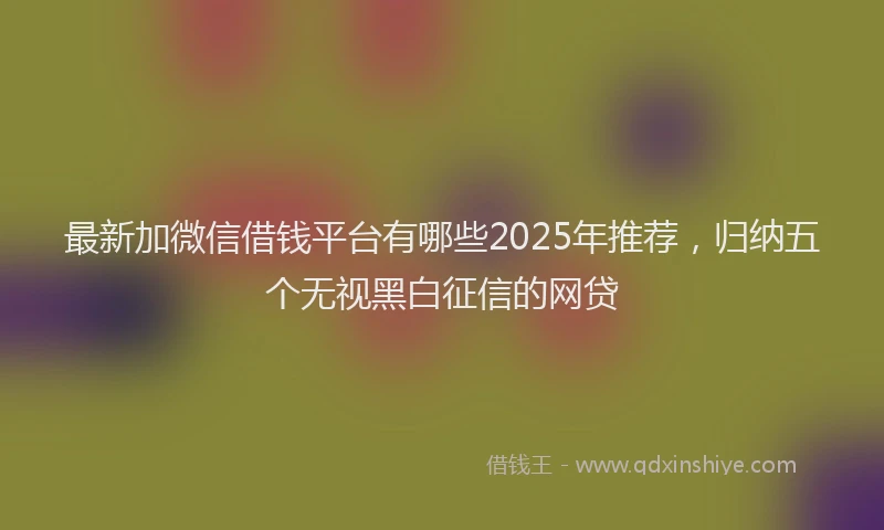 最新加微信借钱平台有哪些2025年推荐，归纳五个无视黑白征信的网贷