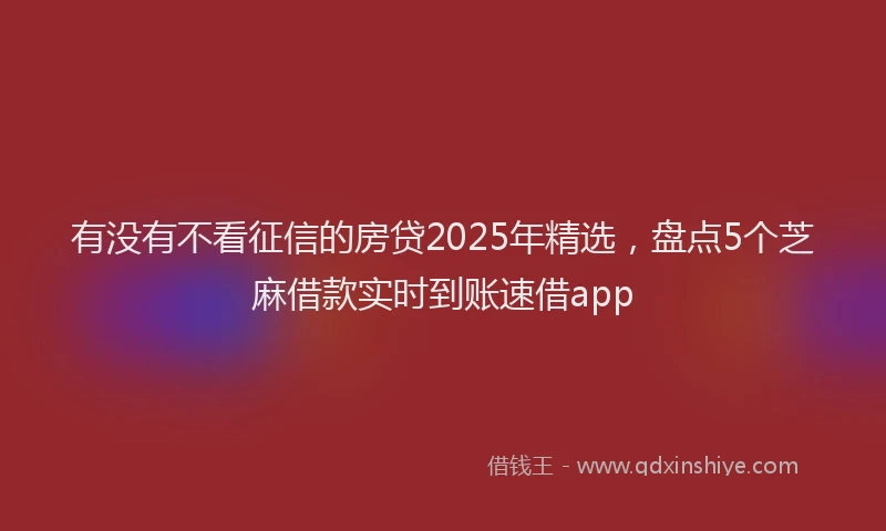 有没有不看征信的房贷2025年精选，盘点5个芝麻借款实时到账速借app