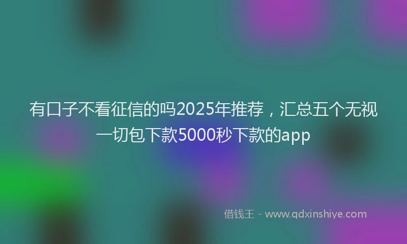有口子不看征信的吗2025年推荐，汇总五个无视一切包下款5000秒下款的app