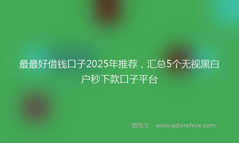 最最好借钱口子2025年推荐，汇总5个无视黑白户秒下款口子平台