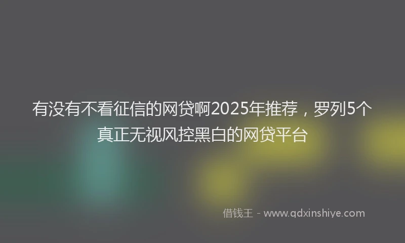 有没有不看征信的网贷啊2025年推荐，罗列5个真正无视风控黑白的网贷平台