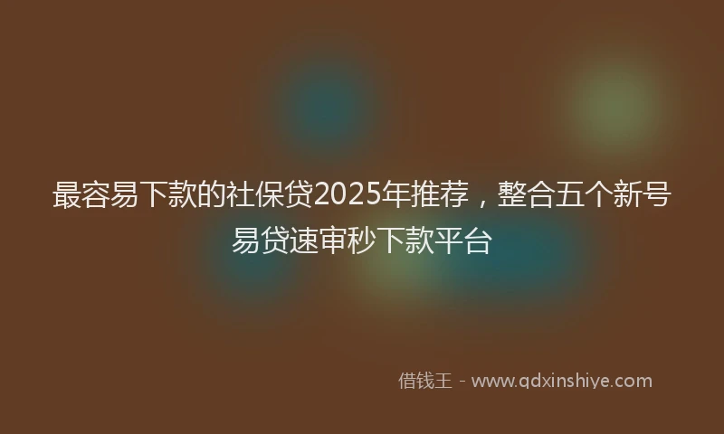 最容易下款的社保贷2025年推荐，整合五个新号易贷速审秒下款平台