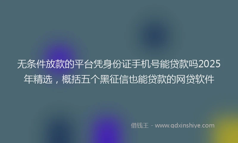 无条件放款的平台凭身份证手机号能贷款吗2025年精选，概括五个黑征信也能贷款的网贷软件