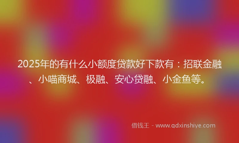 2025年的有什么小额度贷款好下款有：招联金融、小喵商城、极融、安心贷融、小金鱼等。