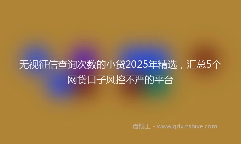 无视征信查询次数的小贷2025年精选，汇总5个网贷口子风控不严的平台