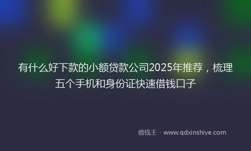 有什么好下款的小额贷款公司2025年推荐，梳理五个手机和身份证快速借钱口子