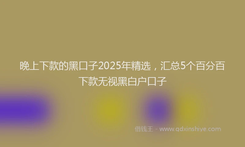 晚上下款的黑口子2025年精选，汇总5个百分百下款无视黑白户口子
