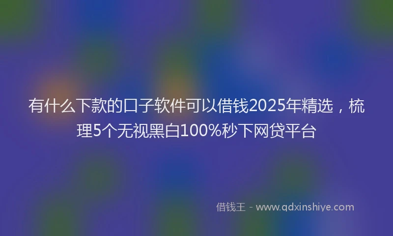有什么下款的口子软件可以借钱2025年精选，梳理5个无视黑白100%秒下网贷平台