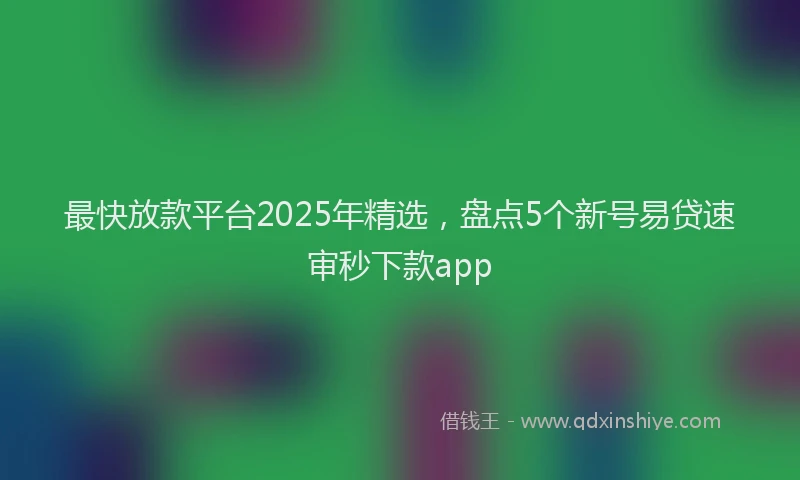 最快放款平台2025年精选，盘点5个新号易贷速审秒下款app